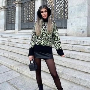 ZARA Printed Knit Sweater